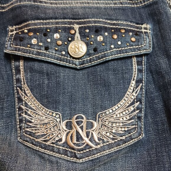 Rock & Republic Kasandra Bottoms Up Bootcut Midrise Embellished Jeans Size 8M - Picture 7 of 12